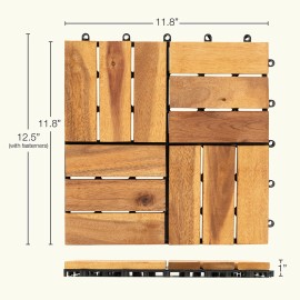 USA Local Stock Acacia Wood Interlocking Decking Tiles for Outdoor Patio Flooring 1 Box = 27 Pcs = 27 Sq ftColor: color4, Thickness: 25mm