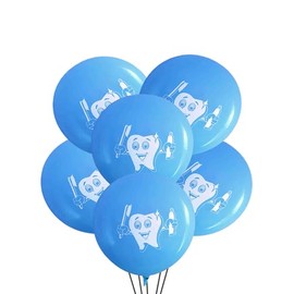 Tooth Latex Balloons 12 Count, Dental Balloons, Dentist Event Decoration, Teeth, ToothPaste, Brush Your Teeth Birthday Balloons, Dentistry 12 Inch Standard Size (Blue)