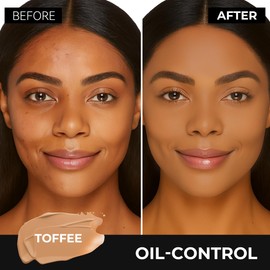 FV Matte Waterproof Foundation-Longwear Transfer-Proof, with Medium to Full Coverage, Oil-control & Lightweight, Liquid Foundation Makeup for Normal/Oily skin, 30g,Toffee