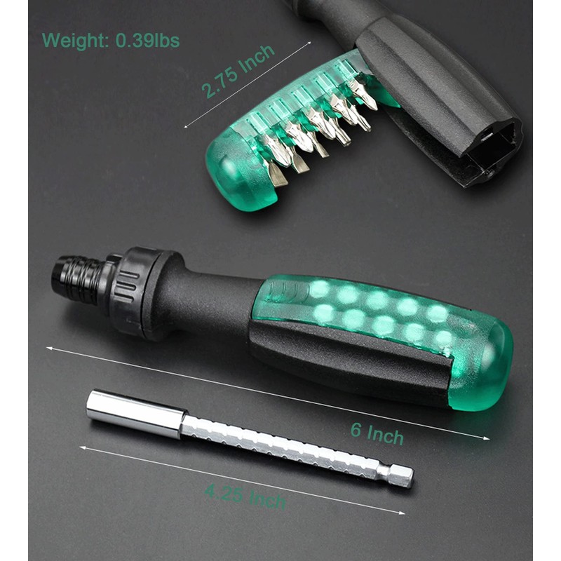 Deselen Ratchet Screwdriver with Magnetic 10 Bits, 10 in 1