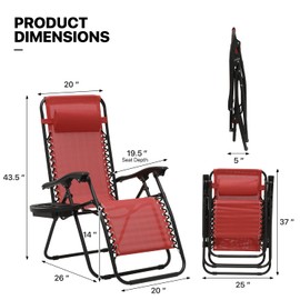 MoNiBloom Zero Gravity Chairs Set of 2 Outdoor Folding Patio Lounge Chairs for Outside Reclining Lawn Chairs Recliner Beach Chairs for Adults, Maroon