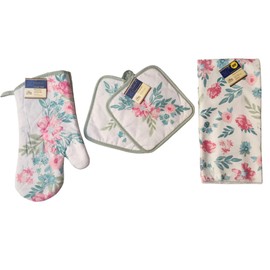 BFL Kitchen Linen Towel Set 4pcs Floral Design Ultra Absorbent Kitchen Towel Oven Mitts & Pot Holder Reusable Washable Spring Decor Home Cooking Baking Grilling Oven Gloves Accessories & Supplies