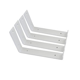 Shelf Brackets 4 Pack Heavy Duty Floating 12.0" L x 6.0" H x 1.5" W (Fits: 11.25" Board) White Metal Shelves Wall Mounted Rustic Iron J Shelf Brackets with Lip for DIY Open Shelving Brackets