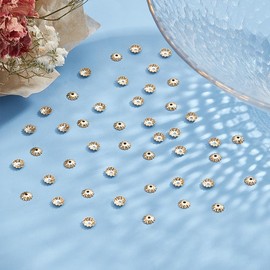 UNICRAFTALE 200 Pieces 5.5 mm 304 Stainless Steel Bead Caps 18 Carat Gold-Plated Flower Beads Spacers Golden Beads End Caps for DIY Earrings Bracelets Necklaces Jewellery Making Hole 1.2 mm