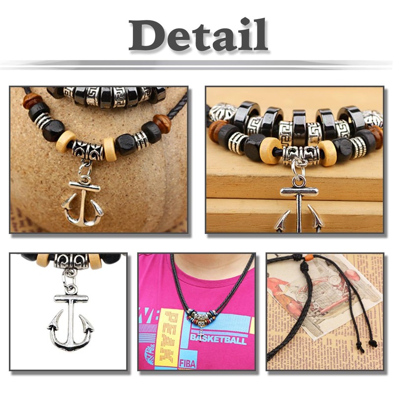 White Fang AZ089 Men's Necklace, Leather, Leather Cord, Equari, Retro