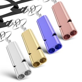 PolySky Whistle, Disaster Preparedness and Rescue Lanyard for Outdoors, School, Gym, Camping, Hiking, Survival, Coach, Referee, Equipment, Lifeguard (Gold+Silver+Pink+Blue)
