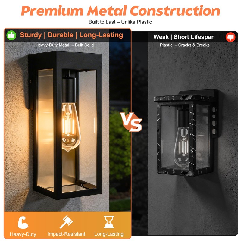 Solar Sconce Light Outdoor Dusk-to-Dawn Solar Powered Outside Porch Lantern