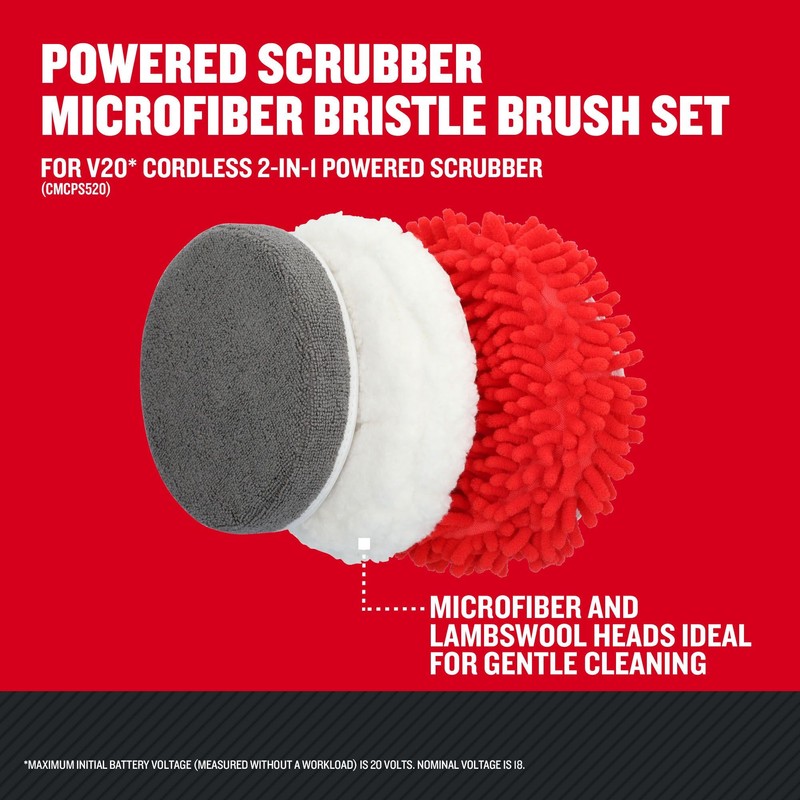 CRAFTSMAN Power Scrubber Microfiber Brush Set for V20 Cordless 2-in-1