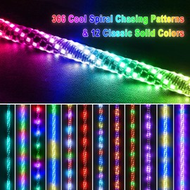 LQMEILI 4FT-2 PC Spiral RGB LED Whip Light RGB Chasing/Dancing Light RF Remote Control Lighted Whip Lights for UTV, ATV, Off Road, Truck, Sand, Buggy Dune, RZR
