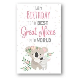 Second Ave Best Great Niece In The World Cute Koala Happy Birthday Card Greetings Card For Her