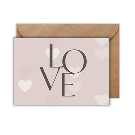 Valentins Tag Karte mit Umschlag - Geschenkkarte zum Valentinstag "LOVE" Herzen Muster Liebesgeständnis Liebeskarte Liebe Herz Romantik Valentinskarte für Partner Date (DIN A6)