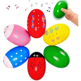 6 Pack Easter Basket Stuffers, Eco-Friendly Woode Percussion Musical Shaker, Toddlers Stocking Stuffers 1-3 Year Old, Montessori Toys for Kids Boys Girls Easter Party