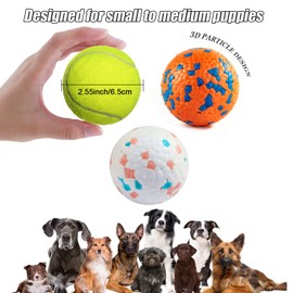 DLDER Dog Balls for Aggressive Chewers,Mini Tennis Balls for Dogs Small Breed,Indestructible Floating Bouncy Balls for Small Medium Dogs-Odourless-2.5"-(4 Pack)
