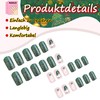 Pack of 24 Christmas False Nails Short - Green Snowman