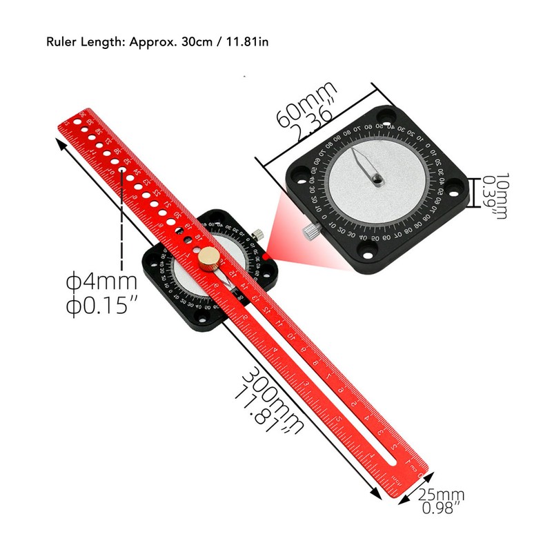 Compass Scriber 360° Aluminum Alloy Dual Scale Ruler Scribing Tool