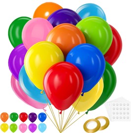 100 Pack Rainbow Latex Balloons 12 inch, Vibrant Assorted Color Party Balloons Thickened Latex Helium Balloons for Birthday Decorations, Graduation, Baby Shower & Wedding Arch Garland Party Decor