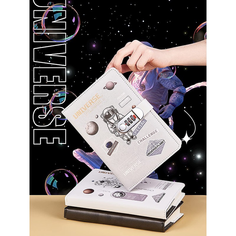 NectaRoy Lockable Diary, PU Leather Password Notebook(Universe Planet), A5 Secret