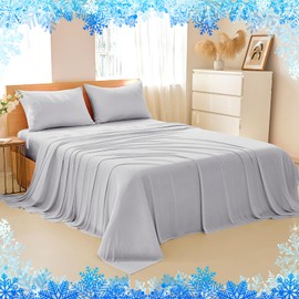 HCORA Cooling Sheets King Size - Arc-Chill Q-Max >0.5 Cooling Sheets for Hot Sleepers - Cooling Bed Sheets Soft & Breathable Sheets with 16" Deep Pocket - 4 Pieces Cooling Sheet Set (Light Grey)