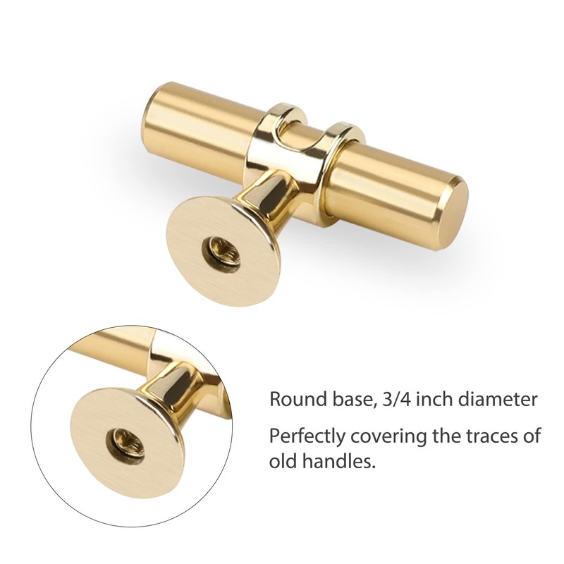 Haliwu 10 Pack Gold Cabinet Knobs, Brushed Brass Handles Kitchen