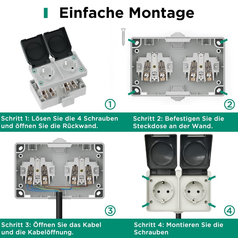 G-Homa Outdoor Socket Surface-Mounted Socket, Wall Mounting, 2-Way Surface-Mounted Wet