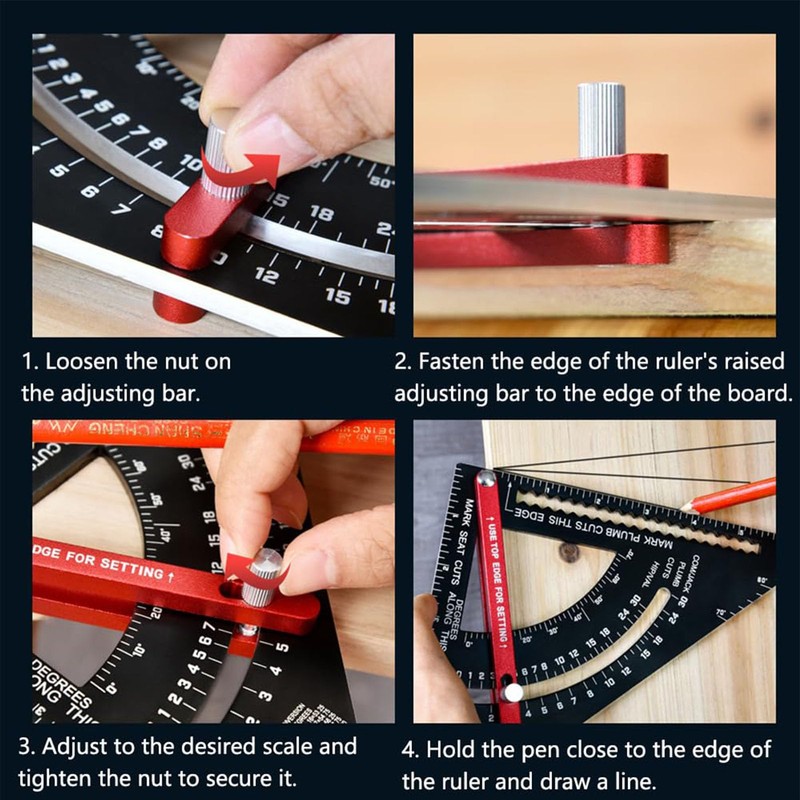 7 inch Carpenter, 80° Angle Adjustable Angle Triangle Ruler with