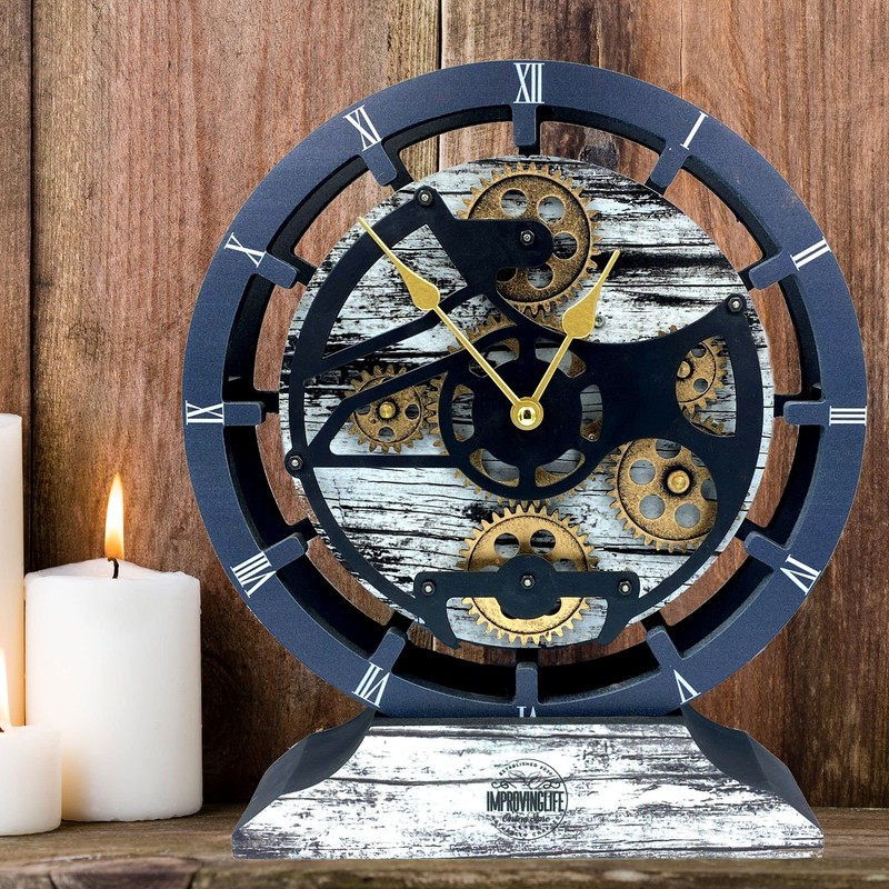 ImprovingLife The Gears Clock Desk Clock 10 inches with Real