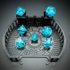 Liquid Core DND Dice Set,Dungeons and Dragon Game Dice Set D&D Gifts with Box,7Pcs Sharp Edge Resin Dungeons and Dragons Polyhedral Role Playing Gaming Dice(Light Blue)