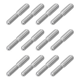 sourcing map M5x15mm to M6x15mm Double End Threaded Stud Screw Bolt, 12Pcs 304 Stainless Steel Thread Reducer Adapter for Furniture Machinery Assembly Fastener