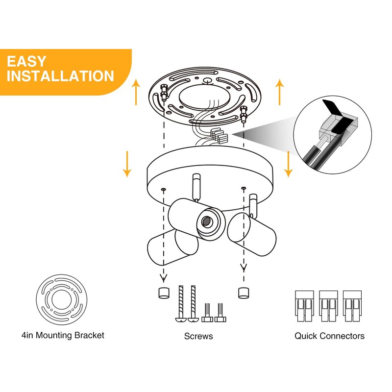 VANoopee 5 Color 3 Light LED Ceiling Spot Light Indoor