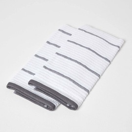 HOMESCAPES Grey Tea Towels 100% Cotton Set of 2 Super Absorbent Lint Free Kitchen Towels, 50 x 70 cm