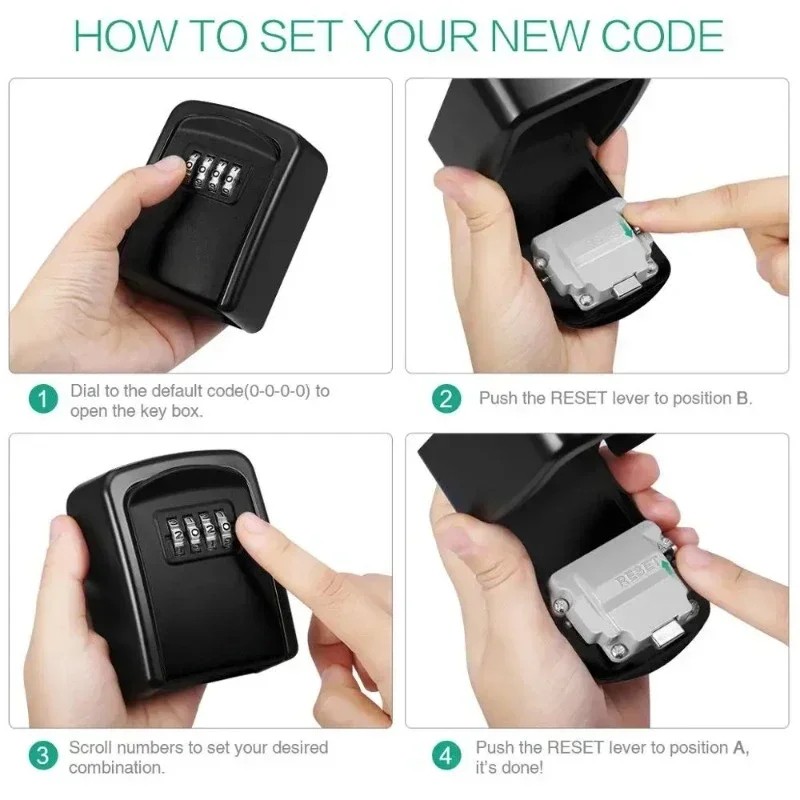 4-Digit Combination Key Lock Box for Outdoor Key Storage –