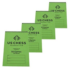 US Chess Federation Commemorative Spiral Chess Scorebook - Green - (120 Moves/Game) (4 Pack)