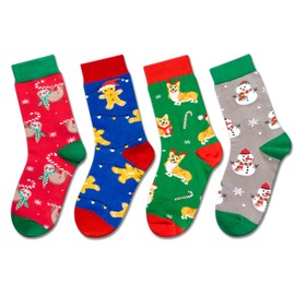 HAPPYPOP Christmas Gifts Stocking Socks for Mom Dad - Secret Santa Socks Xmas Stocking with Greeting Card for Teen Boys Girls, Christmas Stocking 4 Pack