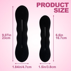 HINZIC 2pcs Hair Bun Makers, 2 Sizes Black Hair Donut Bun Updo Shaper, Non-Slip Soft Lazy Sponge Hair Curler Updo Hairstyling Accessories for Women Daily, Work, Wedding