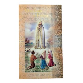 William J. Hirten Deluxe Catholic Holy Card with Traditional Prayers (Our Lady of Fatima)