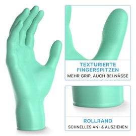 ARNOMED Disposable Gloves Green Pack of 100 Nitrile Gloves L Disposable Gloves Powder-Free Latex Free Rubber Gloves Available in XS, S, M, L & XL