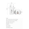 USB C Plug Fast Charge, Wall Charger Adapter 20W 2-Port