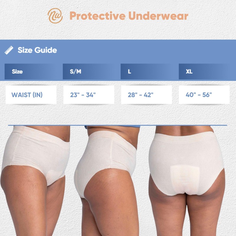 Nexwear Women's Pull On Absorbent Disposable Underwear, Tan, X-Large, 15