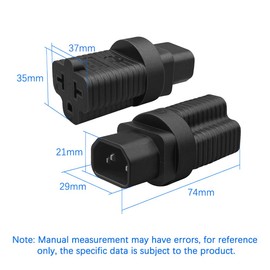 JORINDO IEC320 C14 to NEMA 5-15R AC Power Adapter,C14 to 5-20R,C14 to 6-15R/6-20R 4 in 1 T Blade Plug Adapter,Power Converters Comb Adapter (C14 to NEMA 5/6-15/20R)