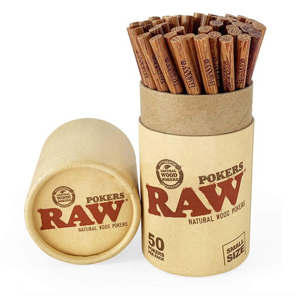 RAW Natural Wood Pokers | Pack, Push, and Roll | 4.5'' x .25'' Each Poking Stick | 50 Pack