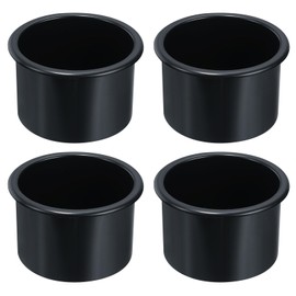uxcell 4 Pcs Plastic Drop-in Cup, 2.52" x 4" Drink Can Holder Poker Table Cup Holder Insert for Sofa Boat Car Marine, Black