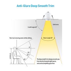 TORCHSTAR 5CCT 3 Inch Gimbal Recessed Light with J-Box, Anti-Glare Narrow Frame Super Deep Smooth Trim, CRI90 Dimmable 573lm Adjustable Eyeball Spotlight, 27003000350040005000K, ETL, Pack of 4