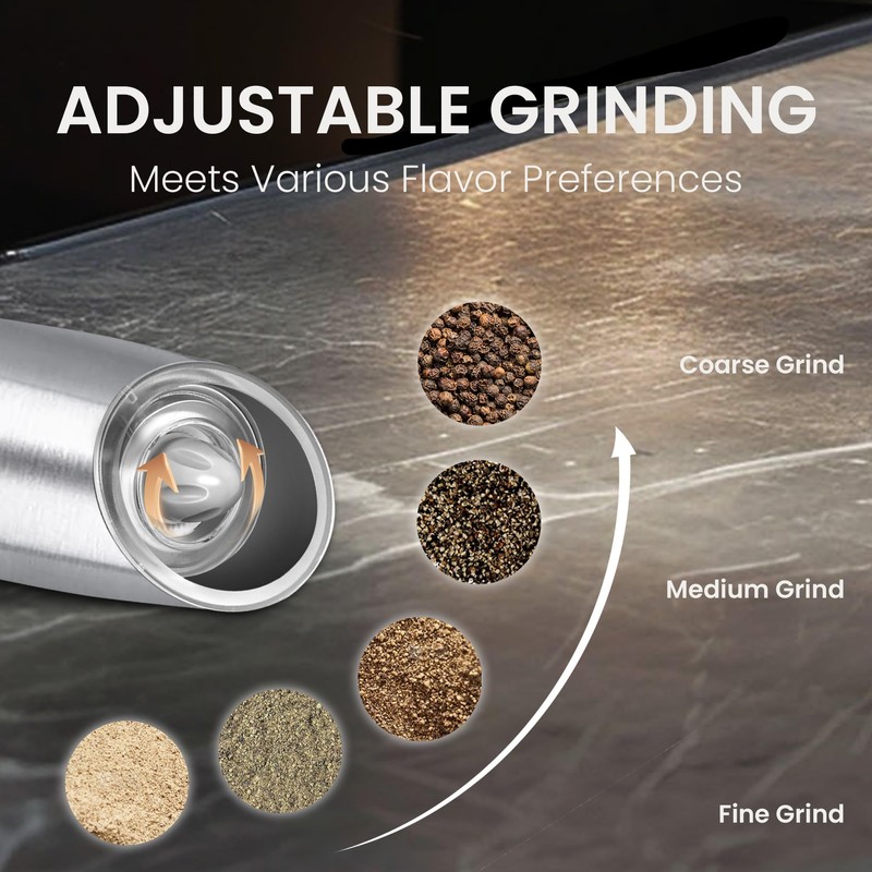 BELRIGO Battery Operated Salt And Pepper Grinder Set with LED