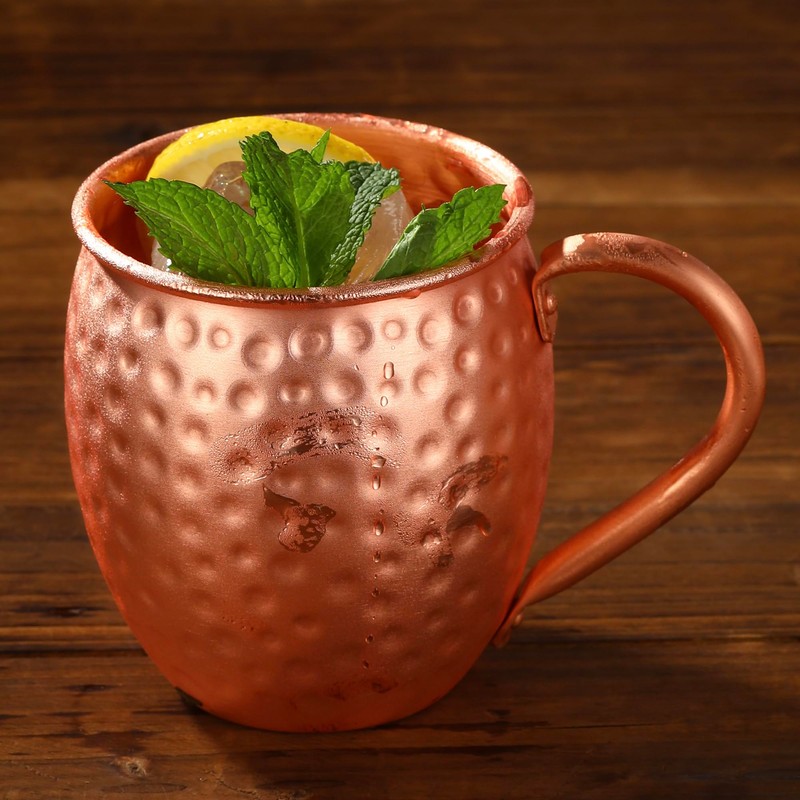 Moscow Mule Copper Mugs, Hammered Design, 100% Pure Solid Copper