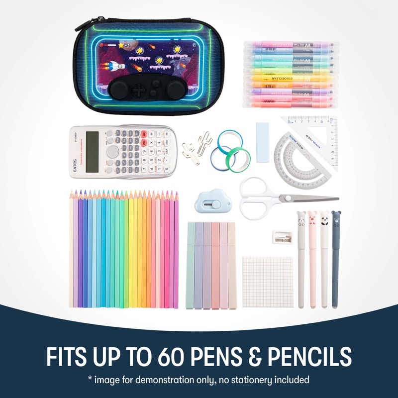 ZIPIT Gamer Pencil Case for Boys, Durable Pencil Box for