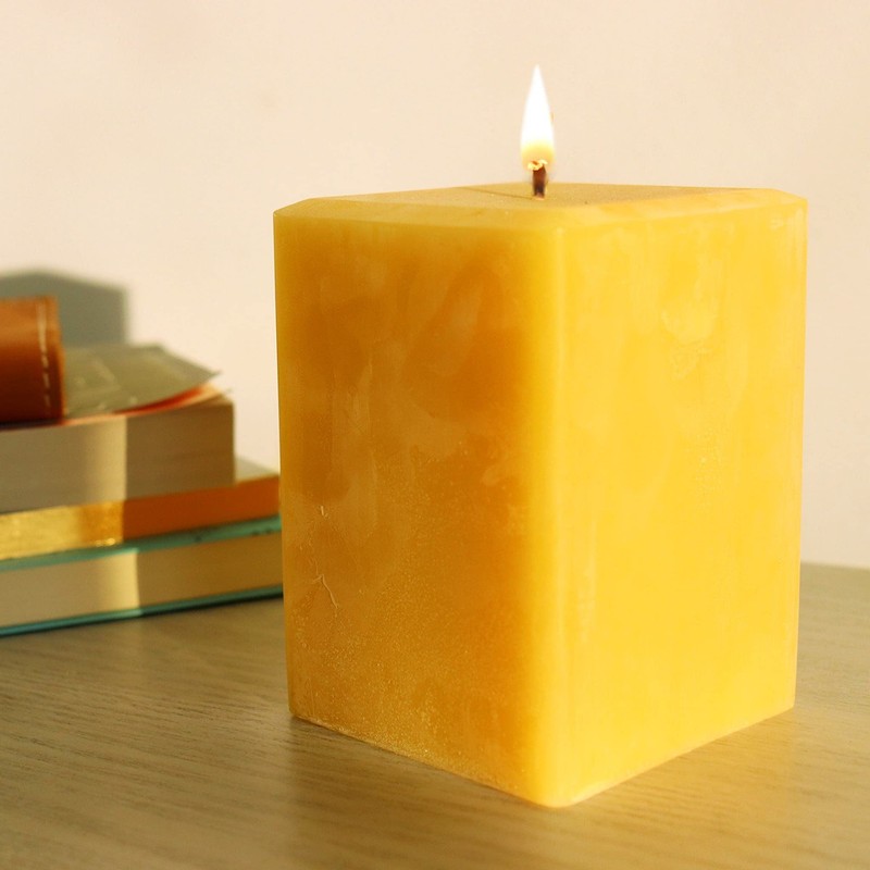 Candlestock Handmade Beeswax Square Dripless Unscented Pillar Candle - Set