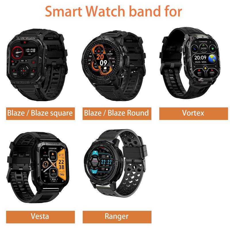 Lamshaw Compatible with CARBINOX Vortex bands, Silicone band with Metal