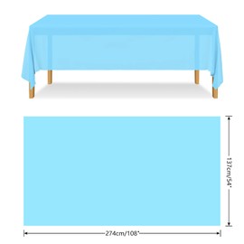 ELECLAND Blue Plastic Table Cover 137 x 274 cm Baby Blue Plastic Tablecloth Rectangle Table Covers for Indoor or Outdoor Baby Shower, Wedding, Birthday Party Decorations