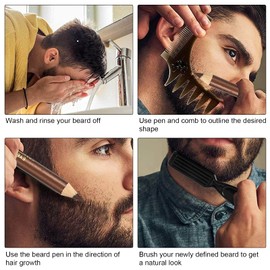 Professional Beard Pencil Filler, Durable Waterproof Household Beard Pencil Liner, The Styling Tool To Improve Facial Hair (Light Brown)