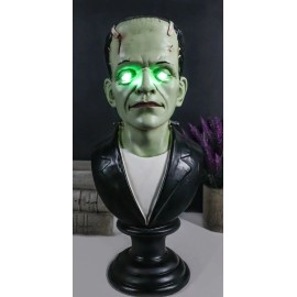 The Groom Mr Frankenstein Bust Figurine With Green Poison LED Light Up Eyes